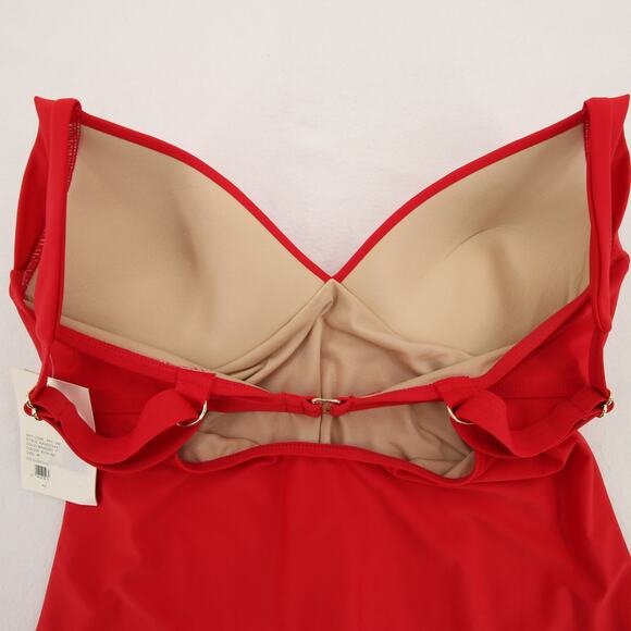 Alex Marie Tankini Swim Top Red V Neck Cutout Back Padded Bra Size Medium NWT - Picture 7 of 13